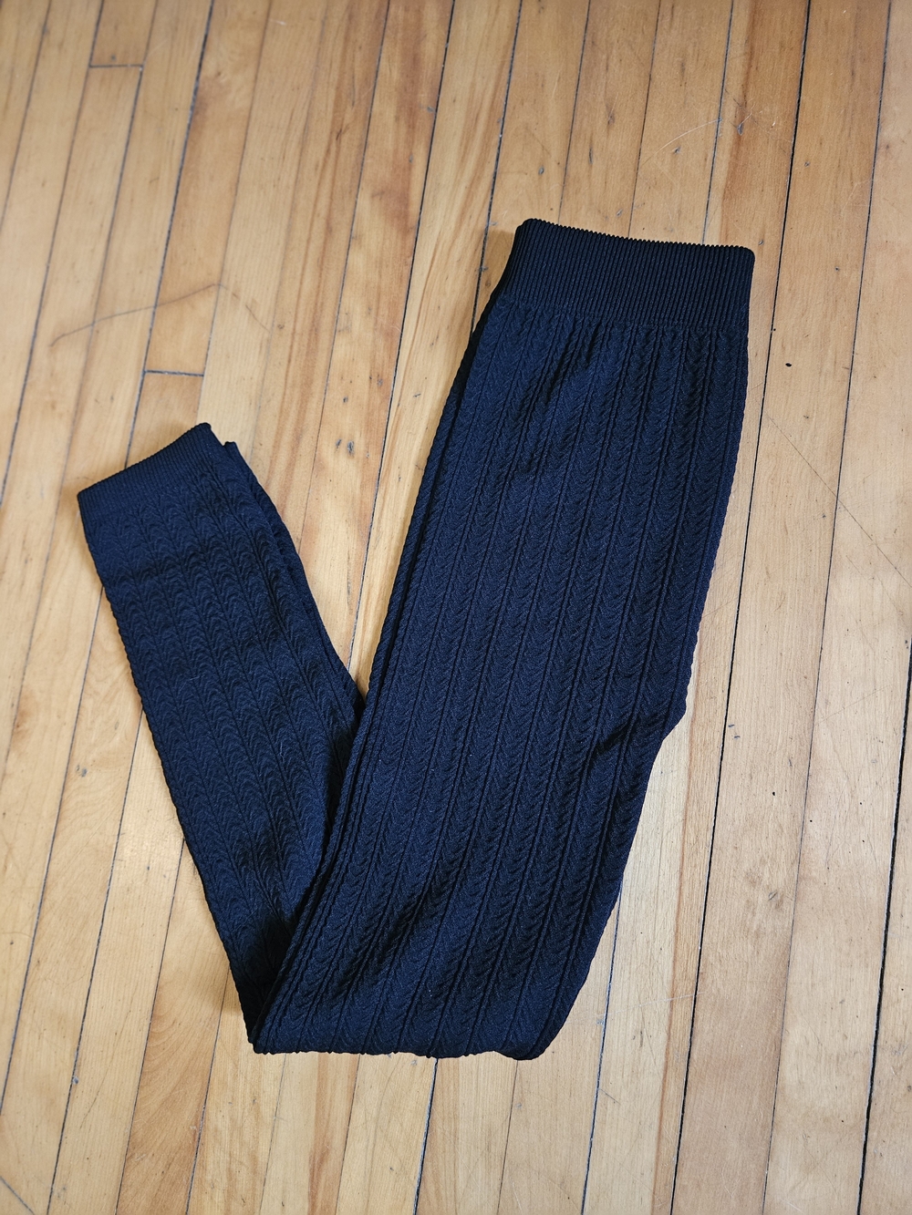 Ribbed Knit Kids Leggings in Black